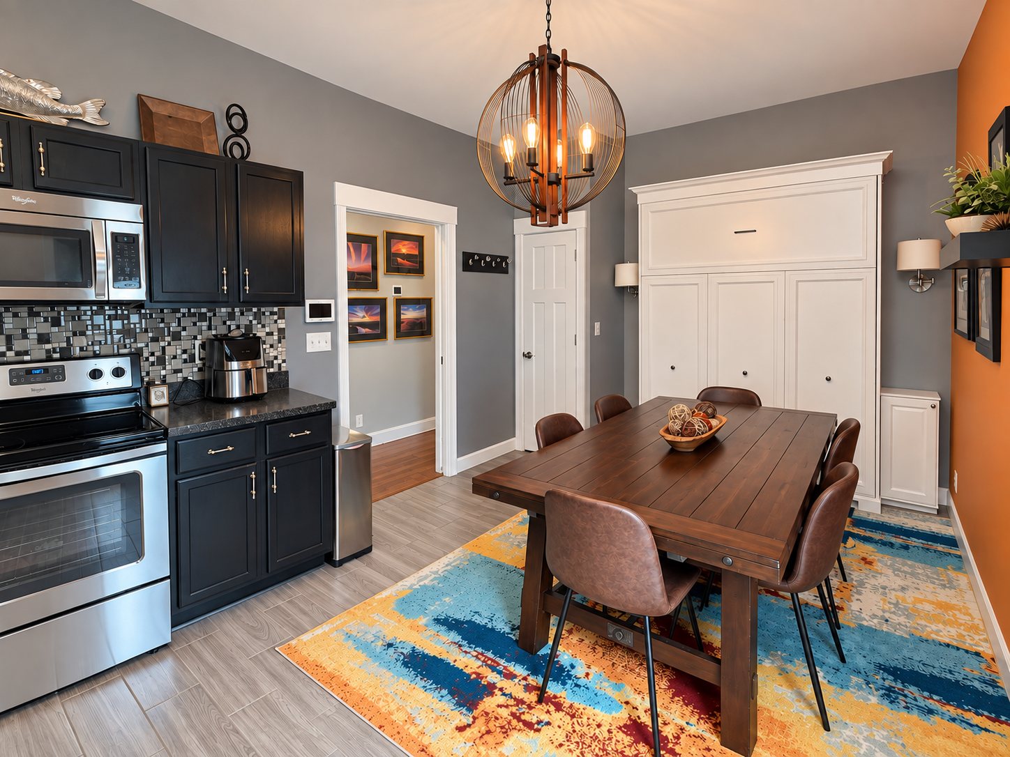 Conference table and kitchen at the Eagle Pointe office